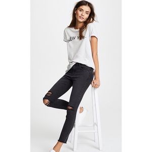 Free People Shark Bite Distressed Crop Skinny Jean
